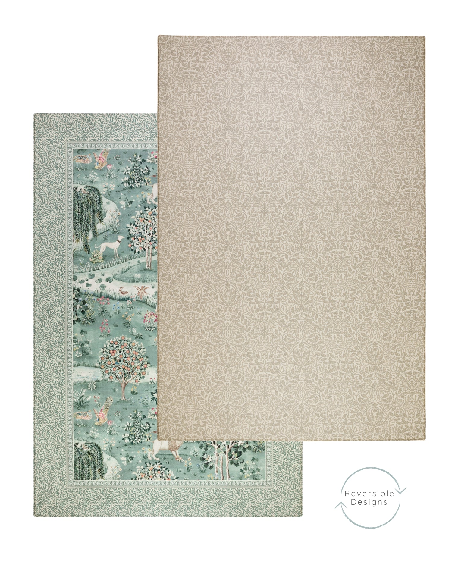 The reversible Totter + Tumble one-piece luxury playmats featuring woodland-inspired prints