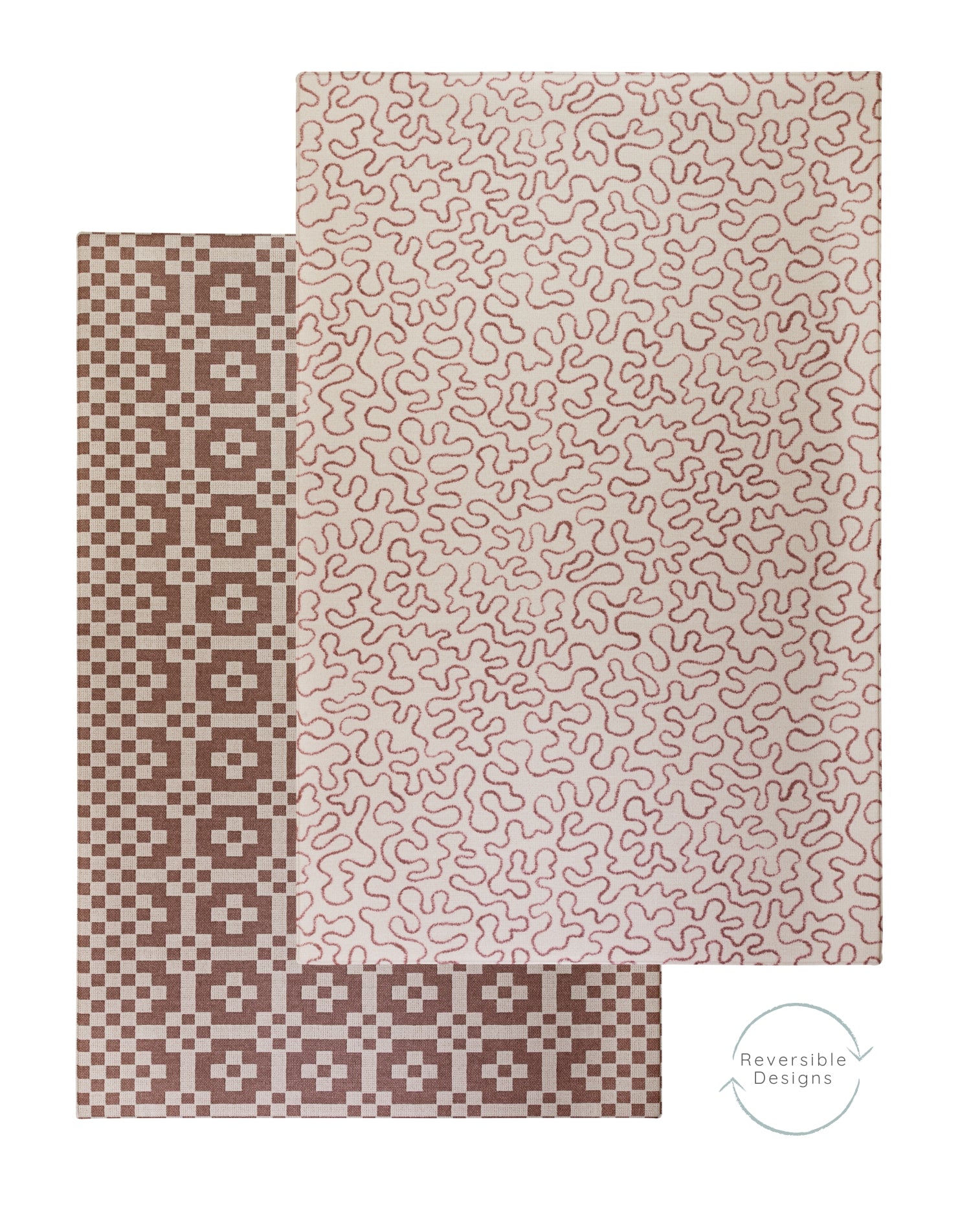 The large Brecon toddler playmat displays an abstract pattern and flips over to reveal a geometric motif on the reverse.