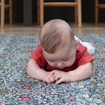 close up of blackthorn morris& co playmat in beautiful heritage design for the family home baby tummy time comfy play mat supporting development in babies