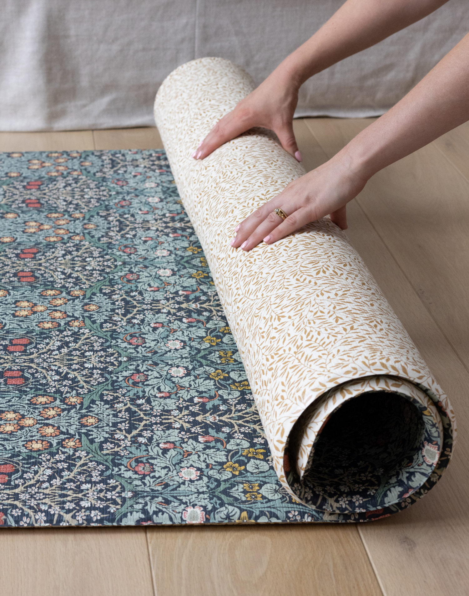 totter + tumble rolled playmat in standen and blackthorn designs reversible double-sided thick and supportive foam playmats for kids and families stylish home interior solution for play