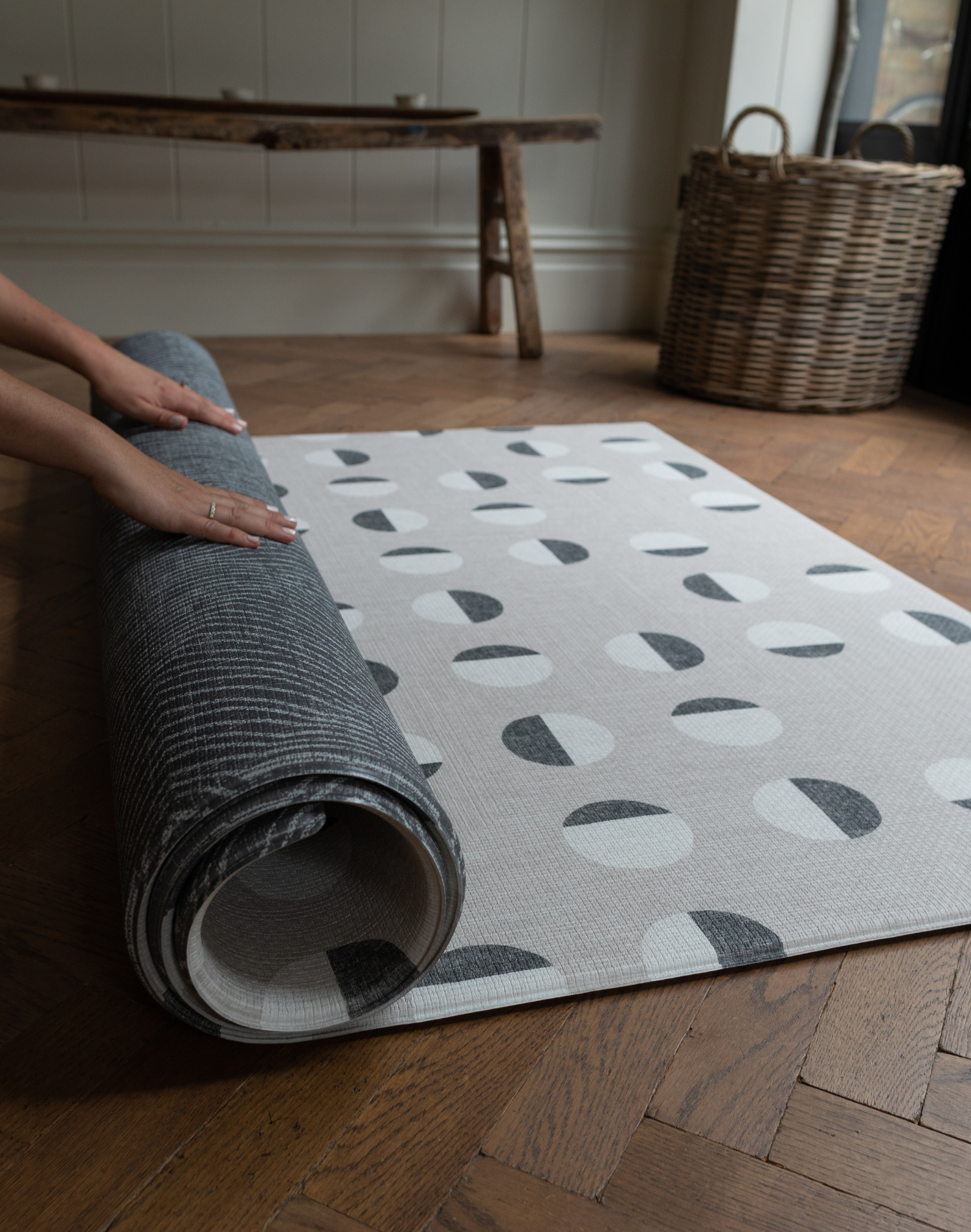 One piece play mat with stylish monochrome designs for modern family spaces designed with thick memory foam for ultimate support