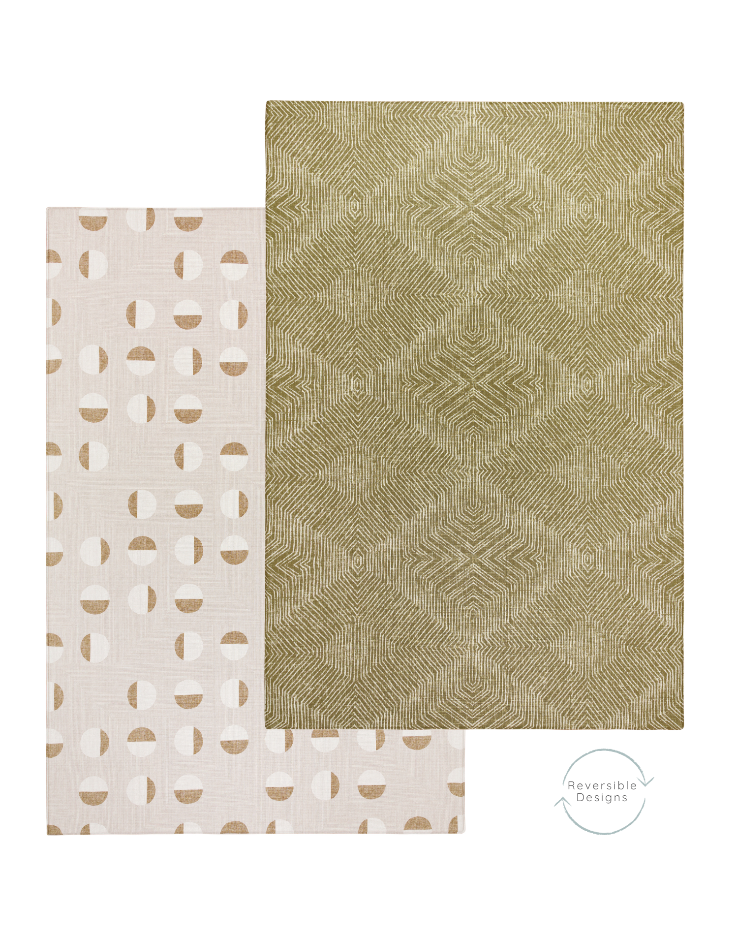 Two sided play mat with modern motifs that look stylish in family homes and offer protection for babies playing on the floor
