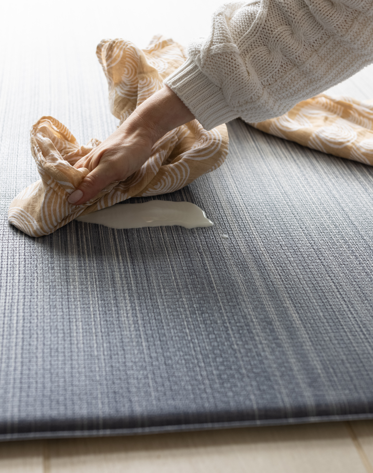 Washable play rug practical for families and simple to keep clean with a cloth The Kasuri is stylish and practical for busy families
