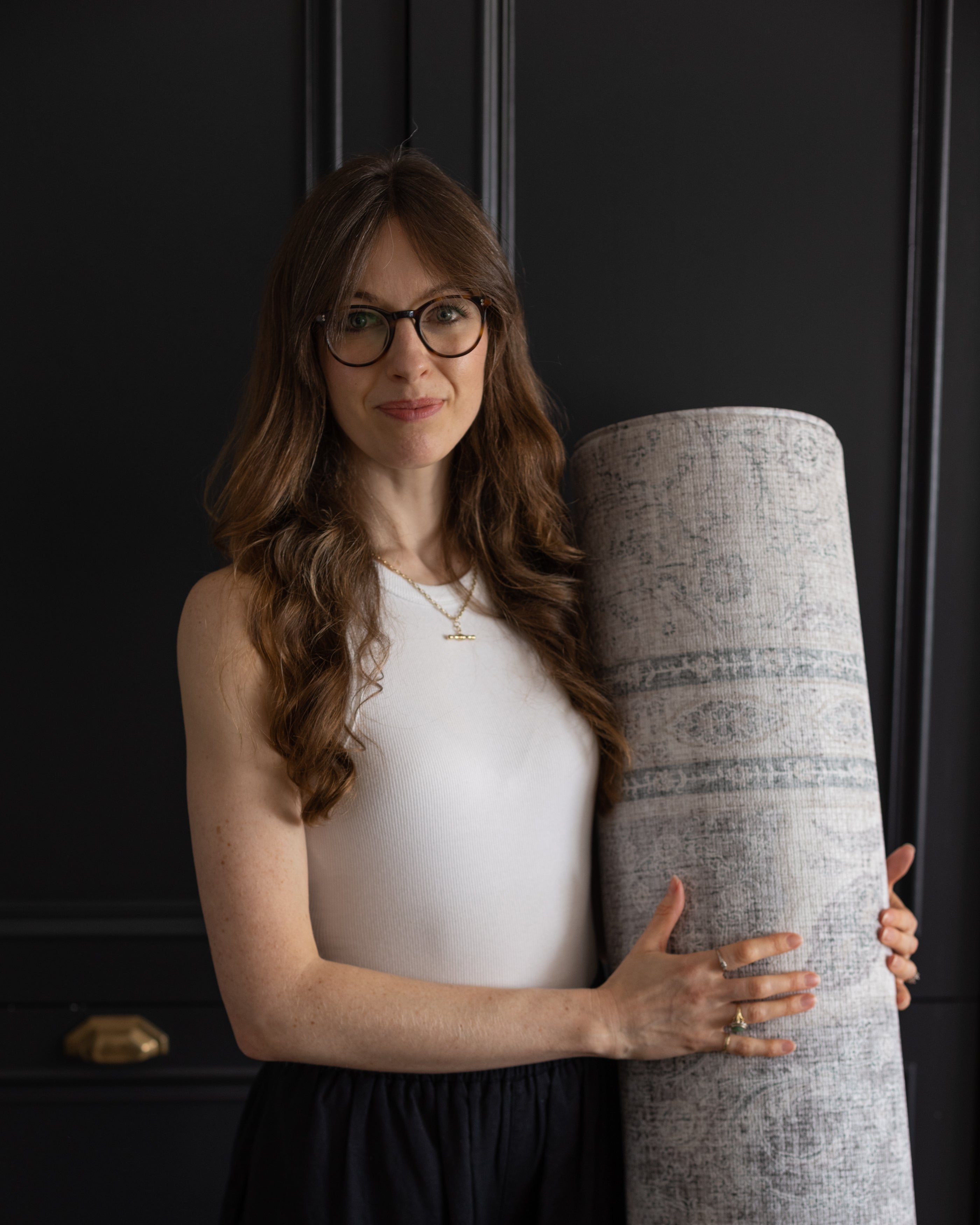 UK Designer with her Persian rug playmat