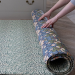 totter and tumble playmats are reversible, one piece, roll away and easy to clean. Designed to stay out for all the family to enjoy. Our beautiful Morris & Co collection comes in willow boughs + strawberry thief on the double sided playmat