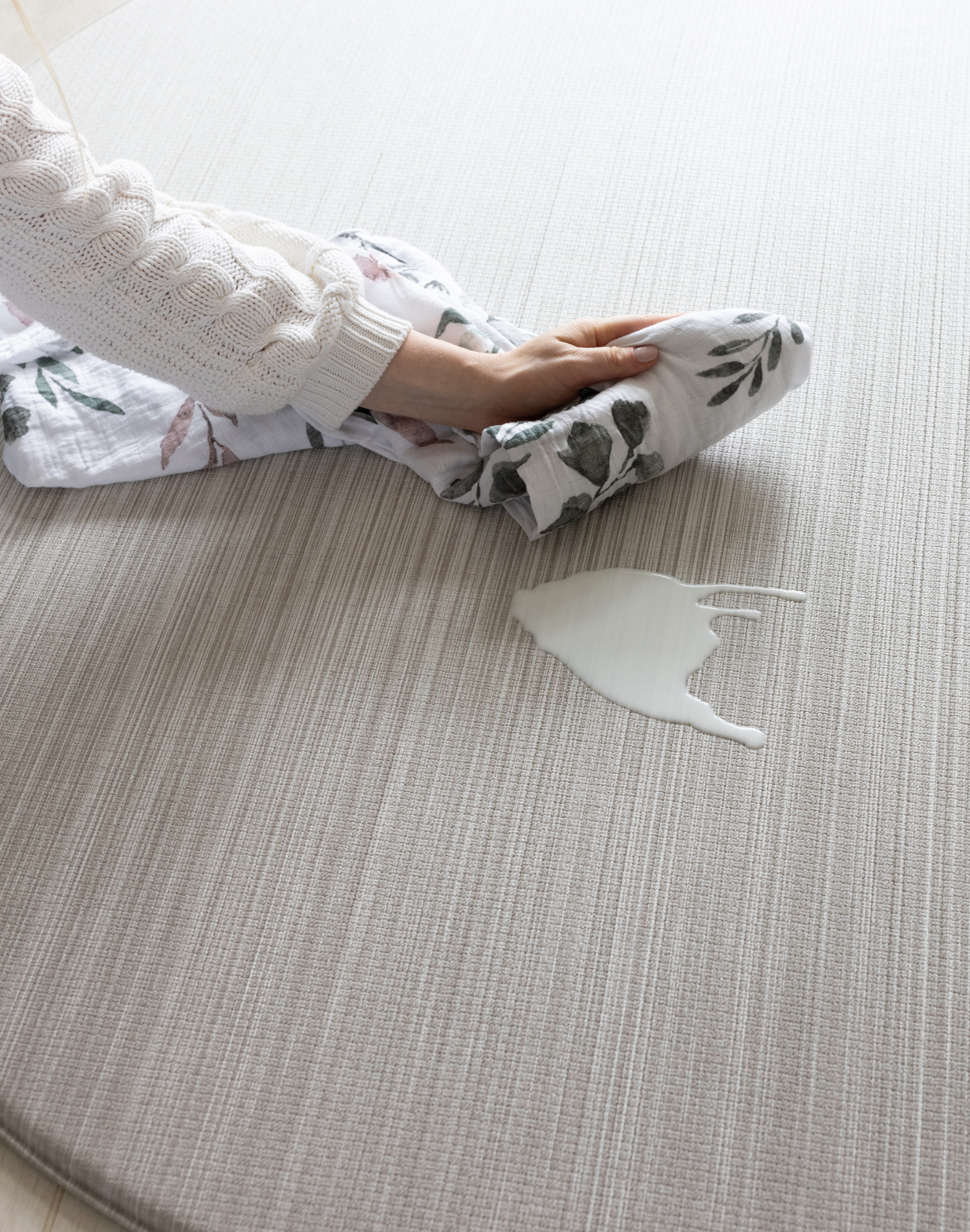 Wipeable The Tali foam play mat for kids with stylish tan and beige design adults will love for the home