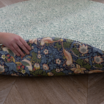 Morris & Co print playmats by totter and tumble in reversible designs the willow boughs double sided, easy to clean washable play rug, this wipedown playmat offers the strawberry thief design by william morris on the reversible side