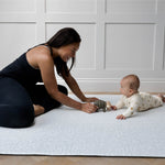 Totter and tumble The Thinker is the lightest of the cool grey padded playmats botanical pattern. Modern contemporary minimal pattern baby mat for playing