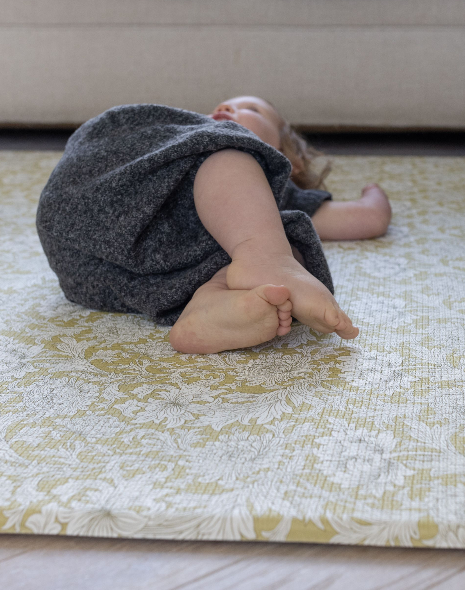 totter and tumble play mats in collaboration with morris & co chrysanthemum print in muted lime perfect for baby and toddler play mats. best playmats for toddlers, suitable and safe for tummy time from newborn playmats