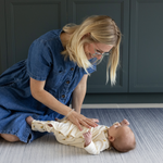 Mum and baby enjoying Ombre blue baby play mat made for support on the floor perfect for tummy time and playing stylish design looks great in modern interiors 