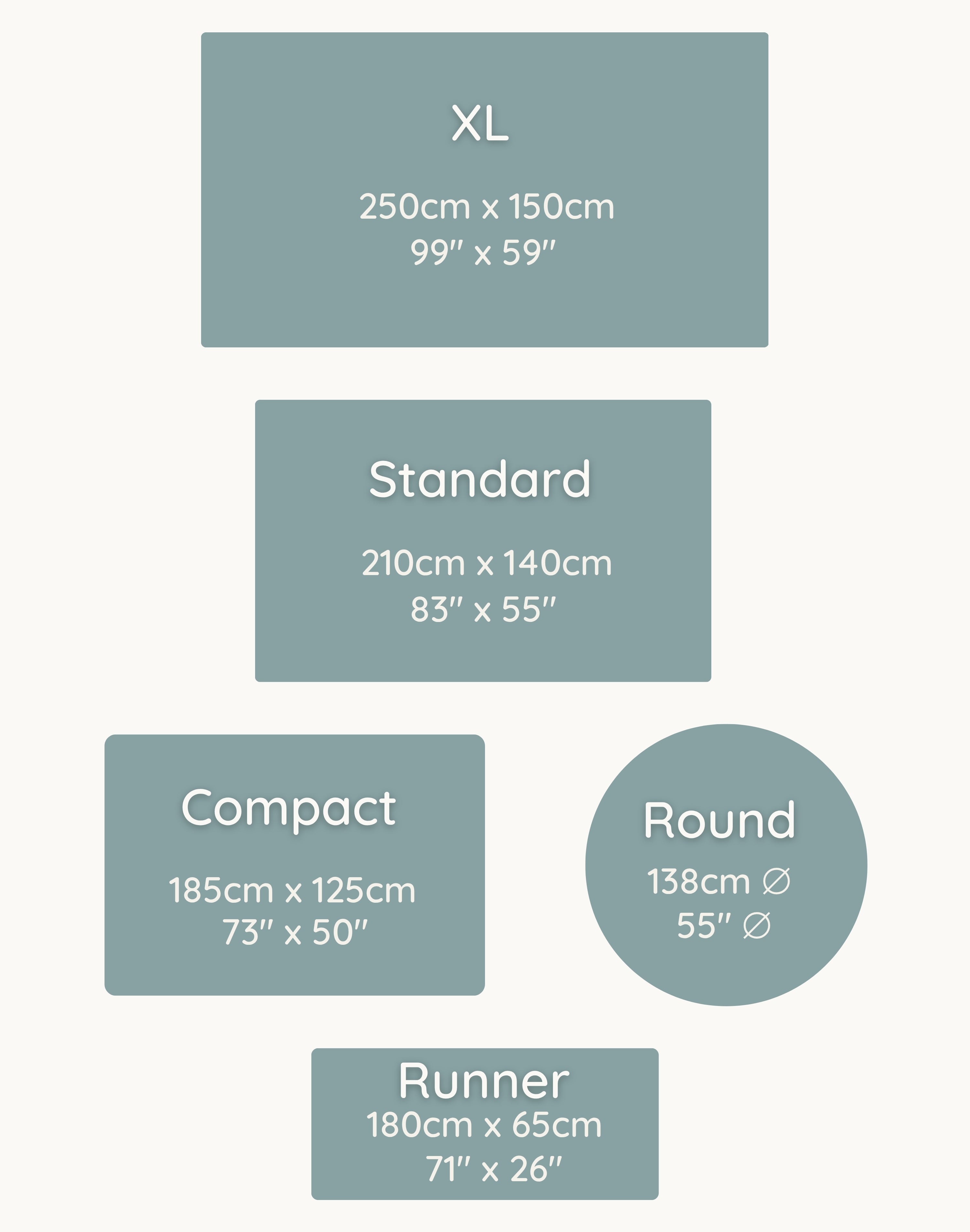 5 sizes available for totter and tumble playmats use this chart to help support the right choice 