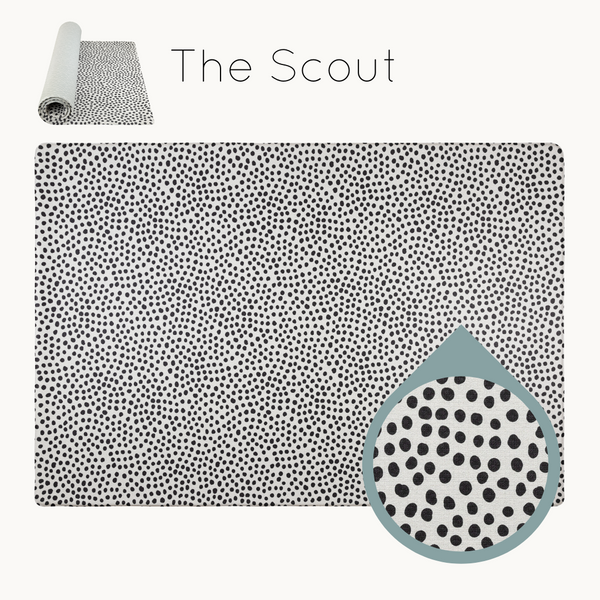 Totter and Tumble The Scout monochrome spotty dotty printed stylish reversible design playmat luxury padded memory foam suitable from newborn