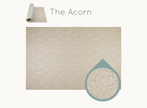 Tonal neutral Acorn Morris & Co. play mat by Totter and Tumble